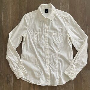 GAP Women’s Button Up White Button Down Shirt Medium Long